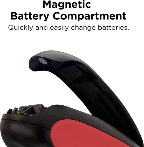 Kitchen Mama One-to-Go Electric Can Opener – One-Touch, Auto Detect & Stop, Smooth Edge, Lid Lift, Battery Operated (Red)