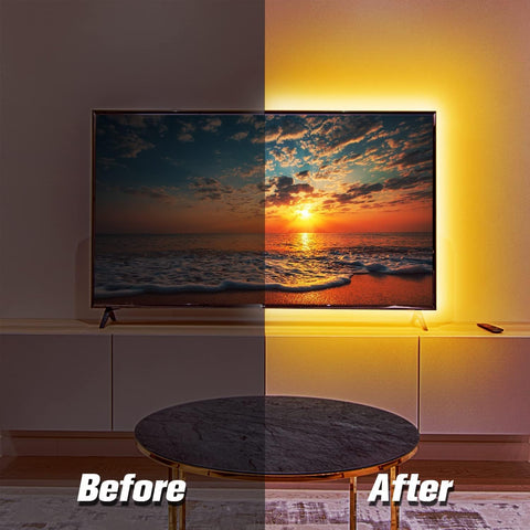 Phopollosystem with colour-changing 5m TV LED Lights for 65–85 Inch TV – RGB TV Backlight with App & Remote Control, Music Sync, Timer & 16 Million Colours for Gaming, Films & Home Entertainment