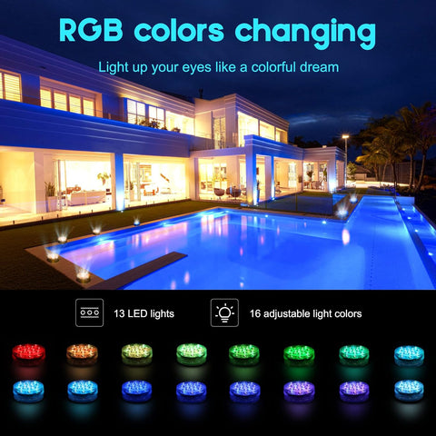 4 Pack RGB Waterproof Submersible LED Underwater Lights with Remote Control – Battery Operated Colour Changing Lights for Vases, Bowls, Ponds, Pools & Aquariums