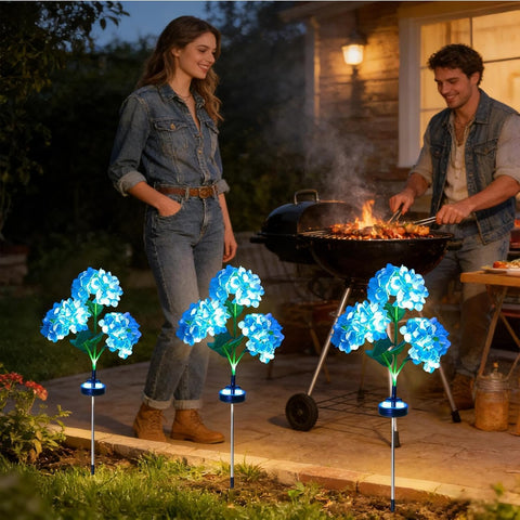 Solar Garden Lights Hydrangea Waterproof Pathway Lighting