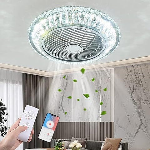 Invisible Ceiling Fan Light with Remote Control - 50cm LED Silent Fan