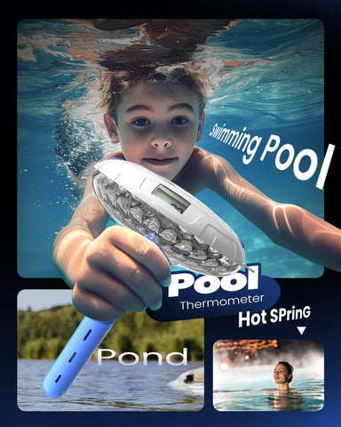 Solar Digital Pool Light & Floating Pool Thermometer with Dual LCD Display, 8 Colour Modes, 0.1°C Precision & IPX7 Waterproof Design