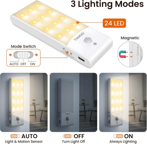 Rechargeable LED Motion Sensor Night Lights Indoor 2 Pack Dimmable