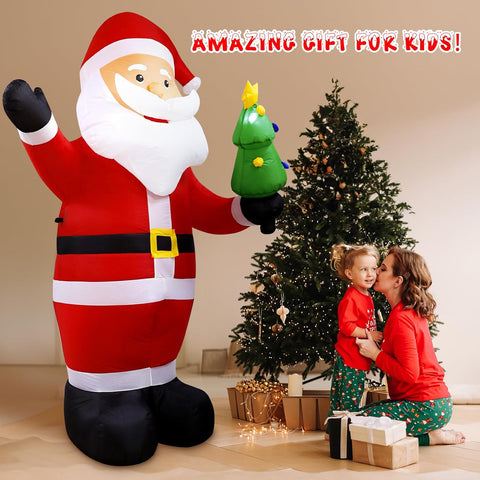 8FT Inflatable Santa Claus Christmas Decoration with LED Light - Red