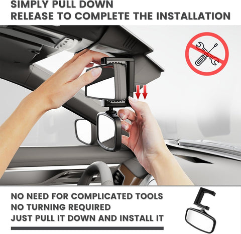 Car Mirror Baby Rear View 360° Rotatable Safety Seat Mirror Black