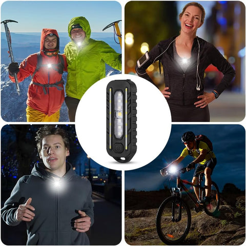 Clip-On Flashlight Running Light – 150 Lumen USB-C Rechargeable Safety Torch with 5 Modes, Hands-Free LED Work Light, IPX4 Waterproof