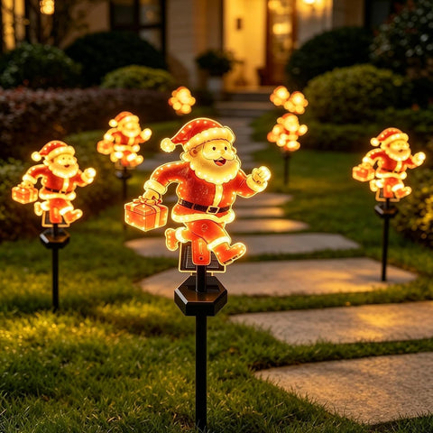 Solar Stake Lights, Christmas Santa LED Pathway Lights for Yard Patio Decor