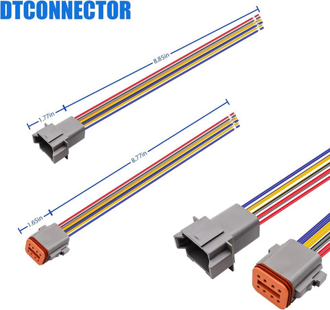 HISports 8-Pin DT Connector Kit, Waterproof DT Electrical Wire Connector 8 Pin Way Sealed Gray Male and Female Auto Waterproof Electrical Wire Connector Plug, for Motorcycle, Scooter, Car, Boats