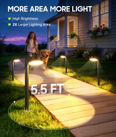 4 Pack Solar Lights Outdoor Garden, 2X Brighter Garden Path Lights