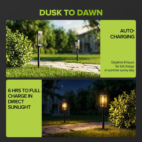 UME 8 Packs Garden Solar Lights, Glass Metal LED Solar Path Lights, 3000K Warm White, Waterproof Solar Lights Outdoor Garden for Yard, Walkway, Patio, Driveway, Lawn