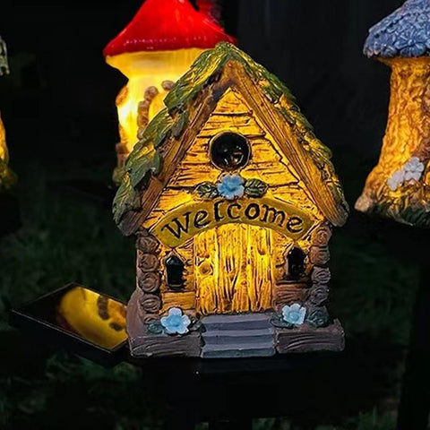 Solar Garden Lights Waterproof Resin Container with House Shape