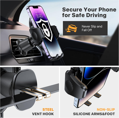 Car Phone Holder Mount with Double Steel Hook
