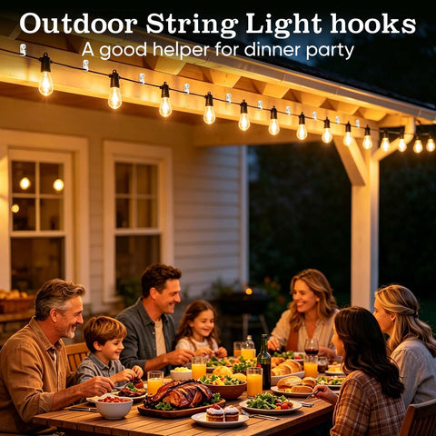 KEYBOO 60 Pcs Black Screw-In Hooks for Outdoor String Lights – Plastic Cable Fasteners for Garden, Patio, Fence, LED Fairy Lights & Christmas Decorations