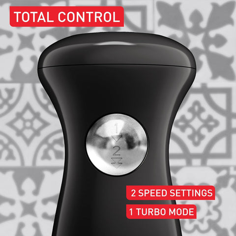 Black Collection Hand Blender 450W – 2 Speeds & Pulse, Anti-Splash Foot, Stainless Steel Blades, Compact, Dishwasher Safe