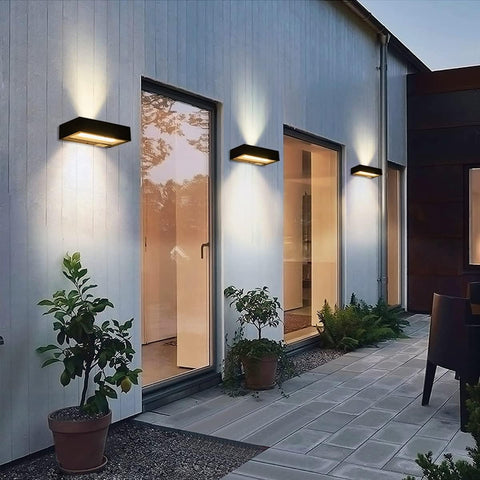 Solar Wall Lights Outdoor Up Down – LED Garden Wall Light Aluminium, 4400mAh Battery, Twilight Sensor