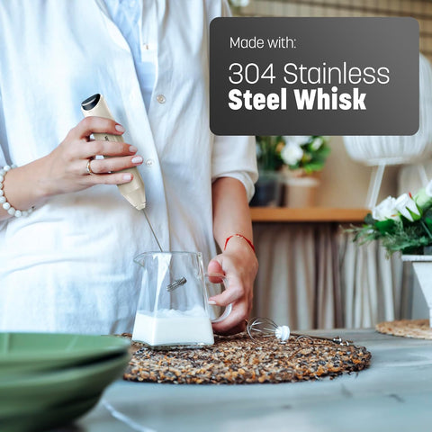 Milk Frother Cream - Stainless Steel Electric Whisk for Coffee & Drinks