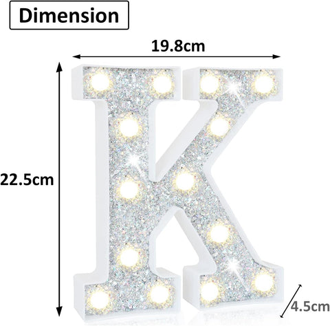 LED Marquee Letter Light Silver K - Battery Powered Night Light
