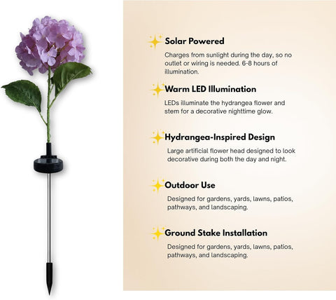 Solar Hydrangea Garden Lights, Outdoor Decorative Flower Lights, Waterproof Solar Powered Yard & Pathway Lights for Garden, Patio, Lawn & Landscape (Solar Light Hydrangea Flower (4 Pack)