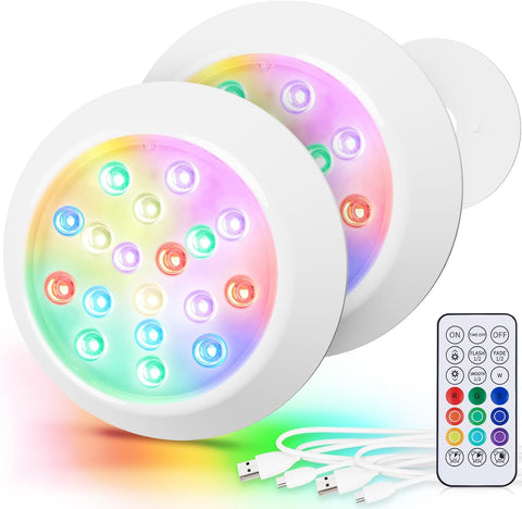 LyLmLe Magnetic Submersible LED Pool Lights RGBW 2 Pack