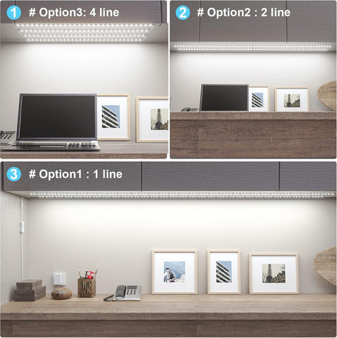 Under Cabinet Lights, 4x30cm Flexible LED Strip, Cool White, 1200lm | Plug-In & Self-Adhesive, Inline Switch, 120 LEDs, 12V Adapter, Multiple Connectors,For Kitchen Cupboard, Desk, TV Backlight