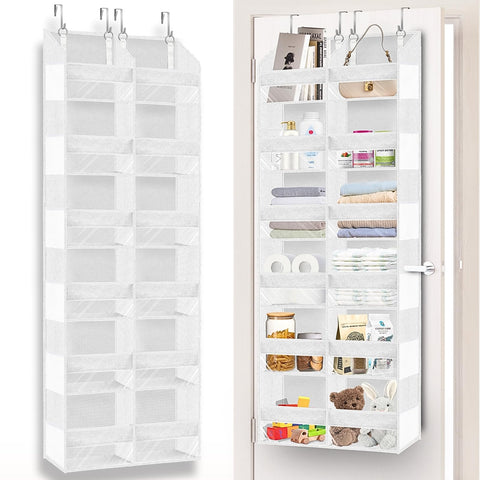 Ofiray-Home Over The Door Storage Organiser – 5-Tier, 10 Compartments, Pink Hanging Storage with 10 Side Pockets