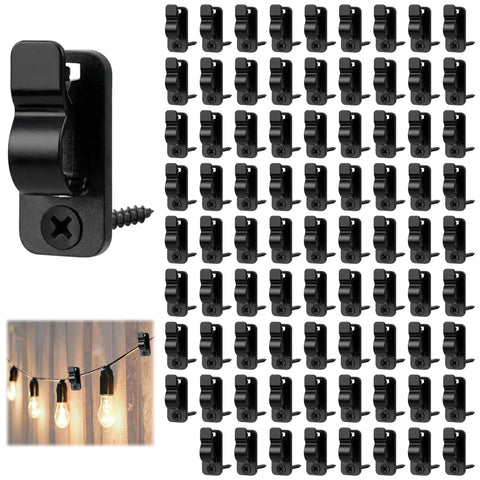 60 Pack Outdoor String Light Clips Screw-in Hooks – Garden Hooks for Fairy Lights, Garden Lighting & Decorative Cables – Keep Every Light Neat, Secure and Exactly Where You Want It