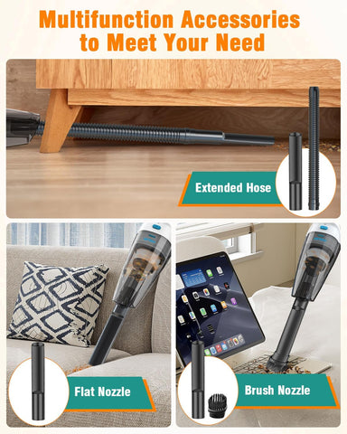 Cordless Handheld Vacuum Cleaner 9500PA, Powerful Suction Portable Car Vacuum, Lightweight Mini Cleaner for Car, Home & Pet Hair (Blue)