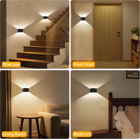 2PCS Rechargeable Wall Lights Indoor with Motion Sensor, Remote Control, 3 Dimmable Color, Up and Down Magnetic Wireless Wall Sconces for Bedroom, Living Room, Hallway & Stairs
