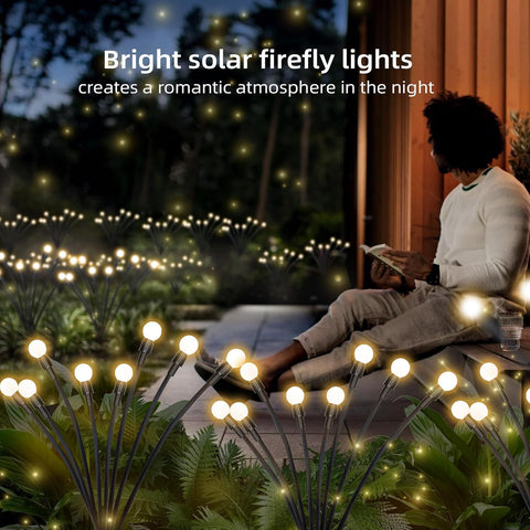 Jsdoin Solar Lights Outdoor Waterproof, Swaying Solar Garden Firefly Decorative Yard,Firefly Garden Lights Outdoor for Path Fence(2pack)