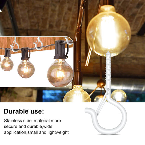 Screw in Hooks with Safety Buckle, (Black-32 PCS) | 7 Pcs Black Ceiling Hooks, Outdoor Garden Hooks for Christmas Lights,Rope Lights,Fairy Lights,Hanging Plants,Bird Feeders
