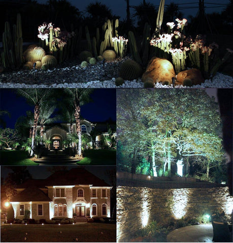 1Pcs DC 12V Landscape Lights, 3x3W IP65 Waterproof Cast-Aluminum Garden Spike Lights, LED Outdoor Landscape Spotlight Fixture Garden Night Spike Lawn Lamp (Warm White)