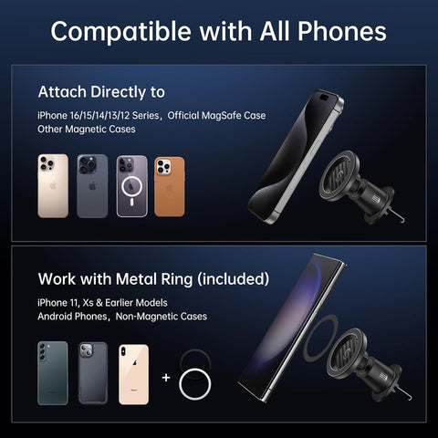 SYNCWIRE MagSafe Car Mount Vent – Magnetic Phone Holder with 3D Long Arm, Strong Magnets & Flexible Rotation