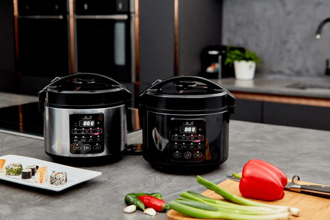 Yum Asia Kumo YumCarb Rice Cooker with Ceramic Bowl – 5.5 Cup (1L), Fuzzy Logic, 8 Cooking Functions – Dark Stainless Steel