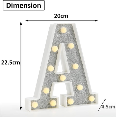 Colorful Light Up Letters, Glitter LED Letter Lights 18 Color Changing Shiny Alphabet Sign Gifts for Girls Women Party Birthday Decorations Remote Night Light Christmas Valentine Wall Table Decor - A