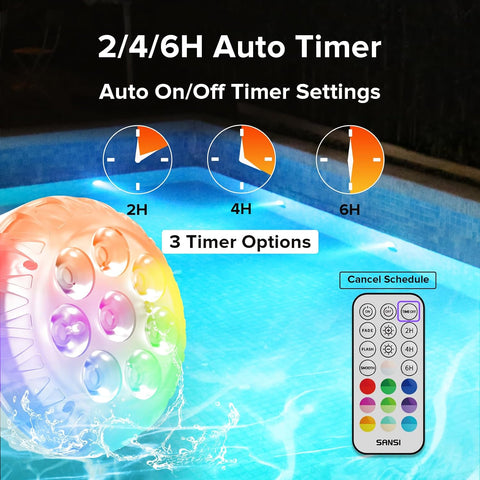 SANSI Submersible LED Pool Lights IP68 Magnetic Remote 20 Colours 4-Pack – Waterproof RGB Underwater Lights for Pools, Hot Tubs, Garden Ponds & Fountains