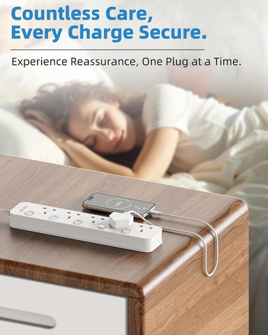 Mscien 1M 5 Way Extension Lead with Individual Switches – Wall-Mountable White Power Strip for Home & Office – Keep Every Plug Within Easy Reach