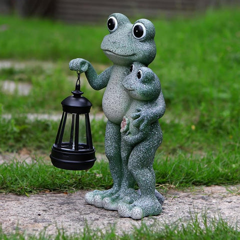 Solar Frog Garden Decor Cute Waterproof Sculpture Handheld Lantern