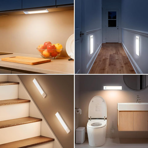 Slochi Rechargeable Under Cabinet Kitchen Lights 20cm 3 Pack – Dimmable LED Cupboard Lights with 3 Colours, Motion Sensor, USB-C Rechargeable & Magnetic Mount - Light Up the Spaces You Usually Leave in the Dark