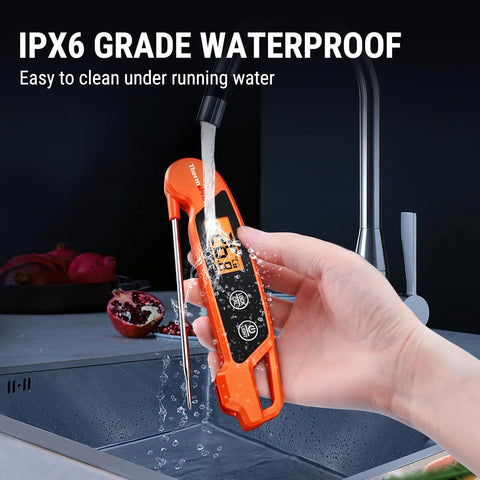 TP603 Orange Digital Meat Thermometer IPX6 Waterproof Instant Read