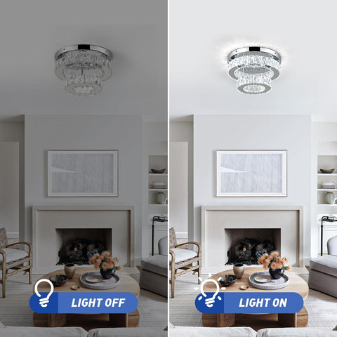 Modern Crystal LED Chandelier Flush Mount Ceiling Light 30cm 30W