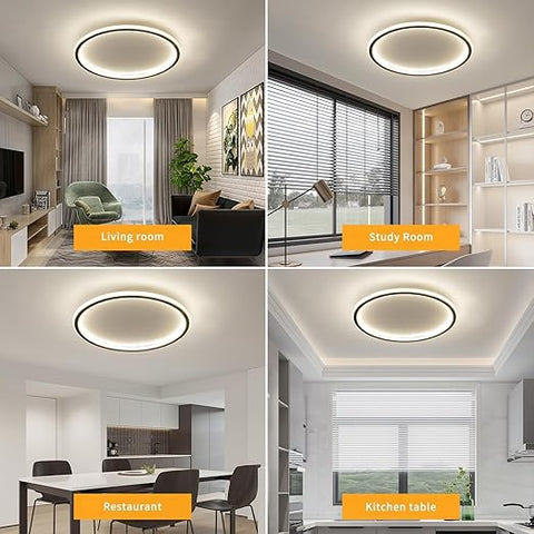 40cm Dimmable LED Ceiling Light with Remote - 3 Color Temperature Semi-Recessed Modern Design