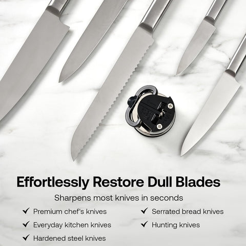 AnySharp Knife Sharpener – PowerGrip Suction Base | Hands-Free Safety | Sharpens All Kitchen Knives | Ideal for Hardened Steel & Serrated