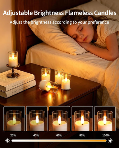 6 Pack Small Rechargeable Acrylic Flameless Candles with Remote Timer 4 x 6.5cm LED Tea Light Flickering Votive Mini Candles Battery Operated for Home Table Halloween Party Wedding Decor
