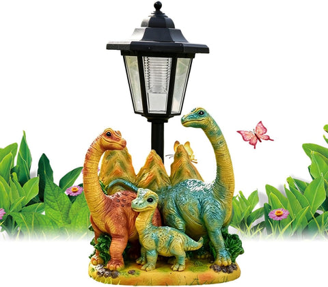 Dinosaur Garden Sculpture Solar Dinosaur Ornament Prehistoric Lawn Decor