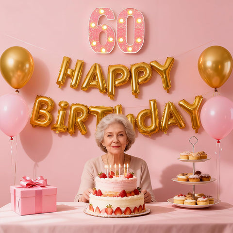 Pink LED Number 60 Light Up Sign – Birthday & Anniversary Decoration – UK