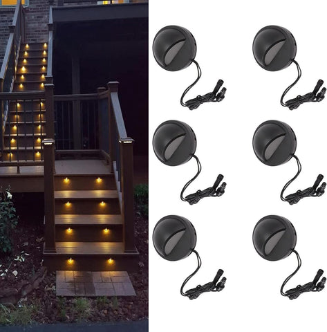 6 Pack Low Voltage LED Deck Lights, 2.5W IP67 Waterproof Landscape Lights, 12-36V AC/DC, 2700K Warm White Accent Lighting Landscape Step Railing Fence Light for Yard Patio Pathway