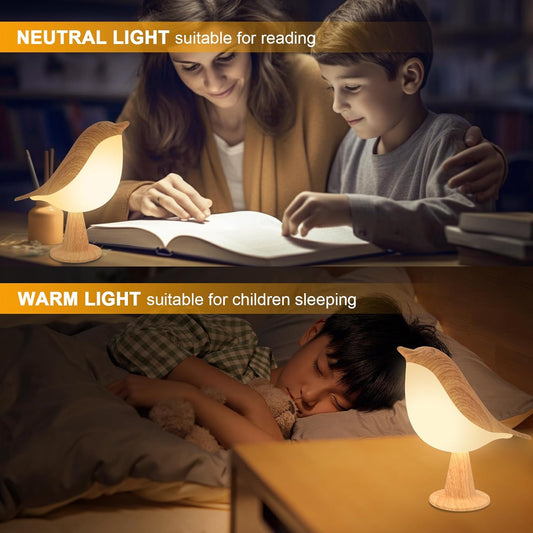 Touch Control Table Lamp, Night Light, Bedside Lamps Nightstand Lamps, 3-Way Dimmable Light with Bird Shape, USB Rechargeable, Portable Desk Lamp LED for Baby, Kids, Bedroom, Home, Office etc