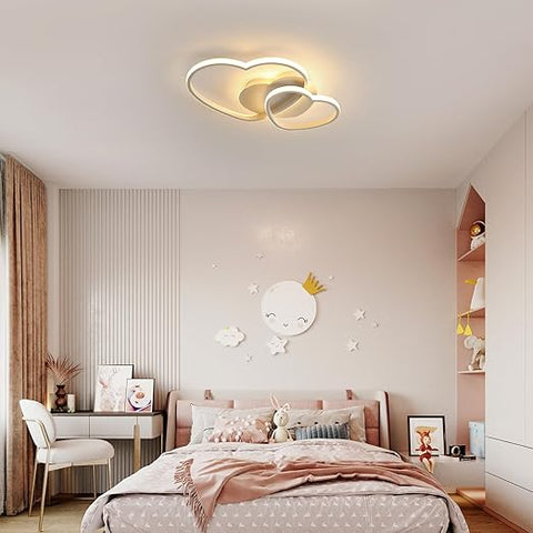 64W Heart-Shaped Dimmable LED Ceiling Light Chandelier White with Remote Control for Bedroom, Dining Room, Kitchen