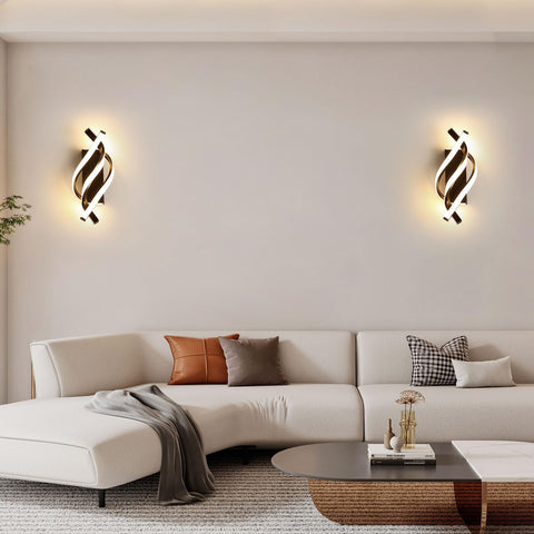 Modern LED Wall Light 22W Black Spiral Lamp