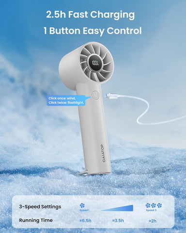 Turbo Handheld Fan with LED Torch & Clip Base